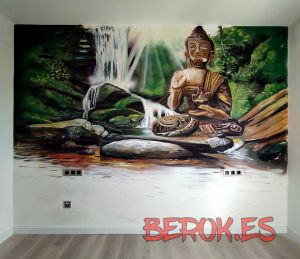 Buda Realista Habitacion Cascada Bosque 300x100000